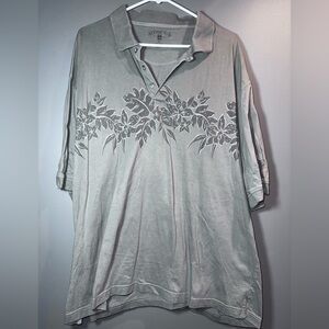 Newport Blue XXL Floral Graphic Polo Shirt – 100% Cotton Casual Tee